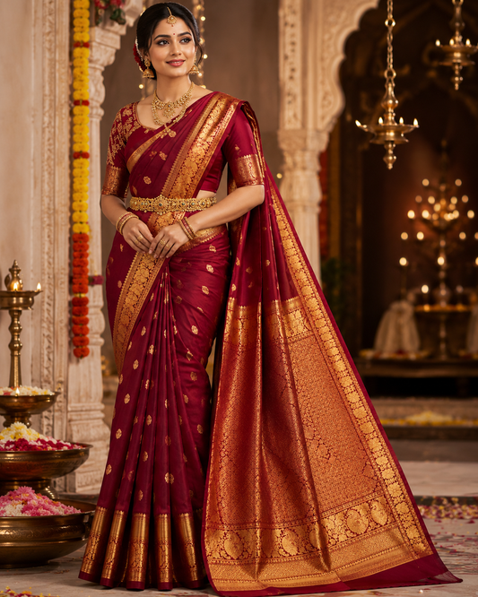 Bridal Silk Saree - Maroon