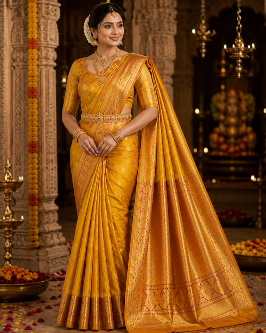 Bridal Silk Saree - Mustard