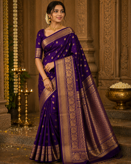 Kanchipuram Silk Saree - Purple
