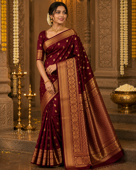 Kanchipuram Silk Saree - Maroon