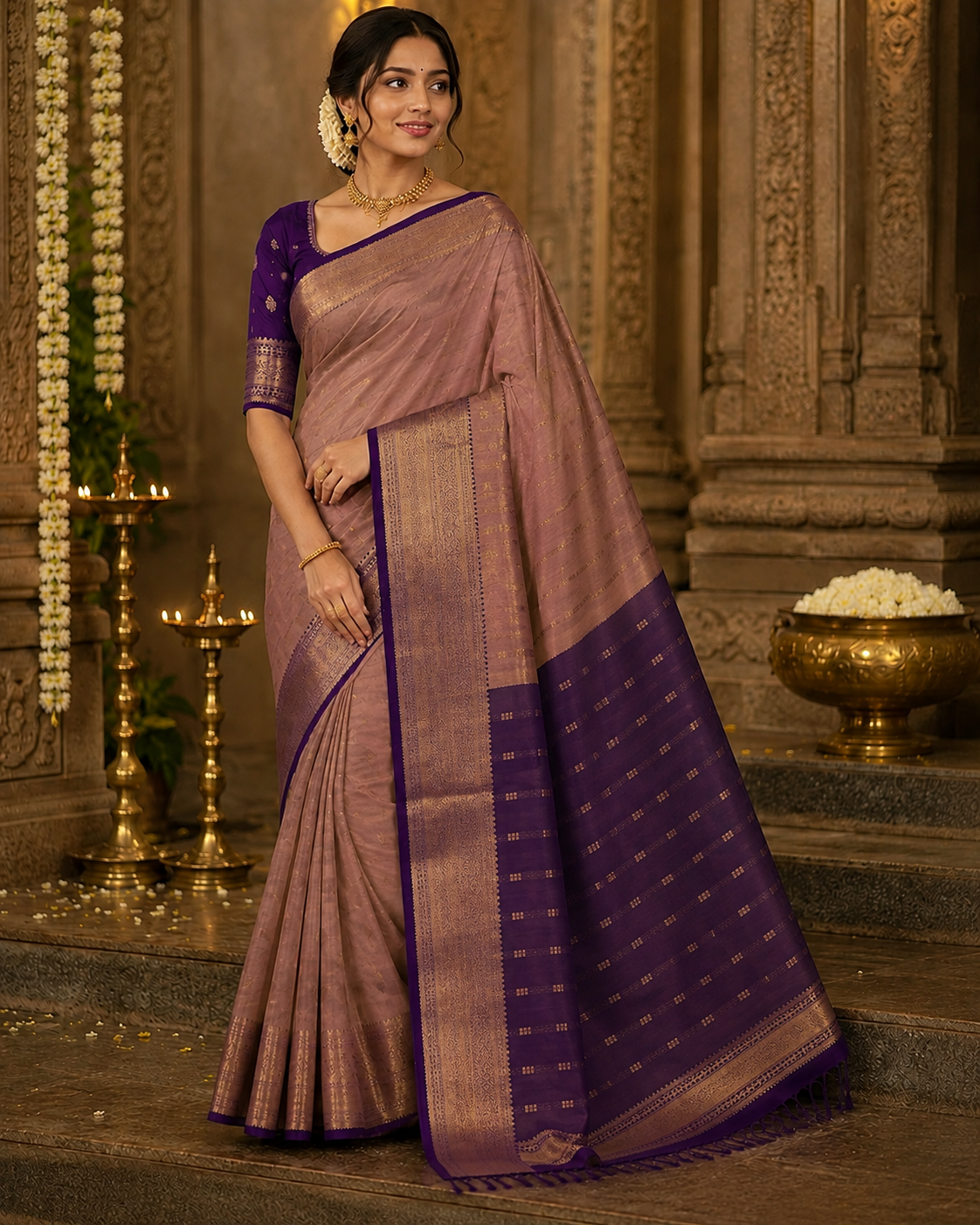 Arani Vairavoosi Soft Silk Saree - Lavender