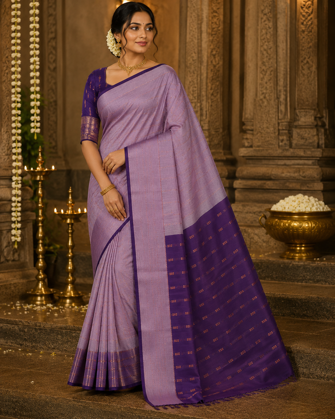 Arani Vairavoosi Soft Silk Saree - Maroon